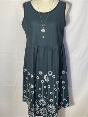 IZURIA; Sleeveless, Black, Casual Midi Dress.